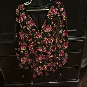 Revolve For Love and Lemons floral Black and Pink Women's mini dress